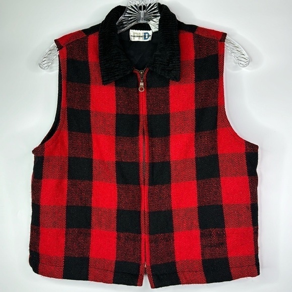 Vintage Paul Harris Design Red Buffalo Wool Blend Vest Size Small 90s - Picture 1 of 8